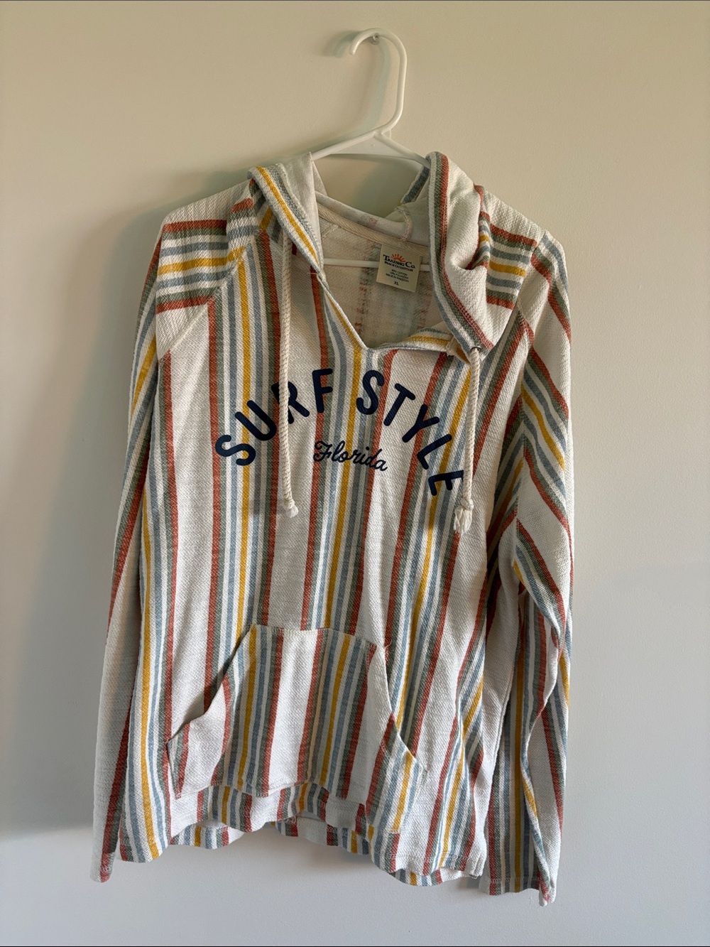 Striped Surf-Style Hooded Pullover - Multicolor